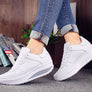 2020 autumn and winter new leather surface increased thick sole leisure travel running women's shoes
