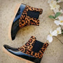Women Waterproof Round-toe Leather Ankle Boots