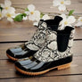 Women Waterproof Round-toe Leather Ankle Boots