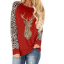 Christmas Fawn Sequins leopard Plus Size O-Neck Long Sleeve T shirts for women 2020 New S-5XL Woman Clothes