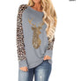 Christmas Fawn Sequins leopard Plus Size O-Neck Long Sleeve T shirts for women 2020 New S-5XL Woman Clothes