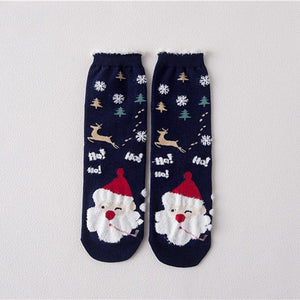 Christmas Cartoon Jacquard Cotton Women's Socks, 3 Sets - MekMart