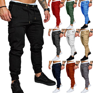 2020 casual fashion men's solid color tether elastic sports baggy pants