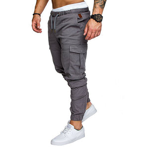 2020 casual fashion men's solid color tether elastic sports baggy pants