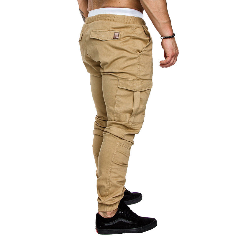 2020 casual fashion men's solid color tether elastic sports baggy pants