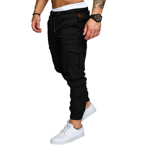 2020 casual fashion men's solid color tether elastic sports baggy pants