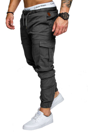 2020 casual fashion men's solid color tether elastic sports baggy pants