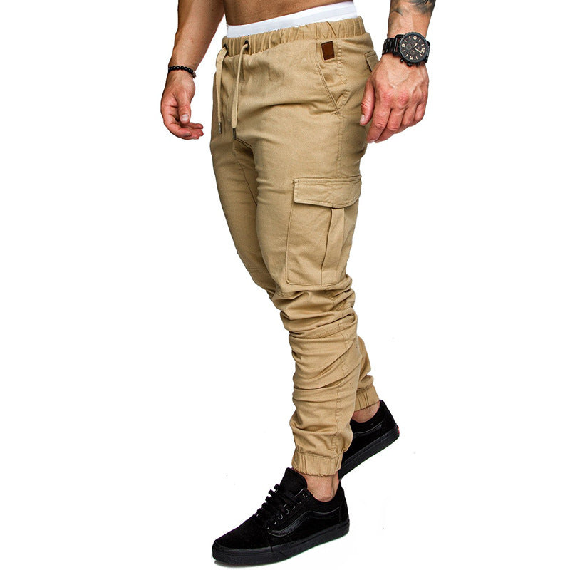 2020 casual fashion men's solid color tether elastic sports baggy pants