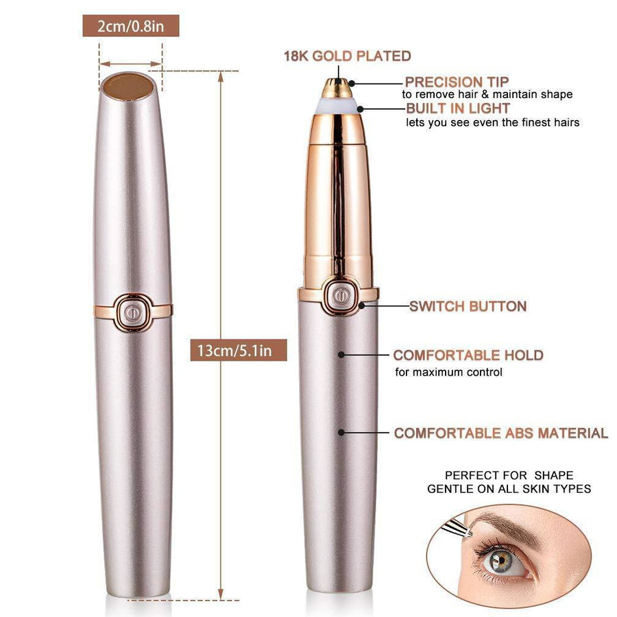 Portable Electric Eyebrow Hair Trimmer Shaver for Women & Men with LED Light - MekMart