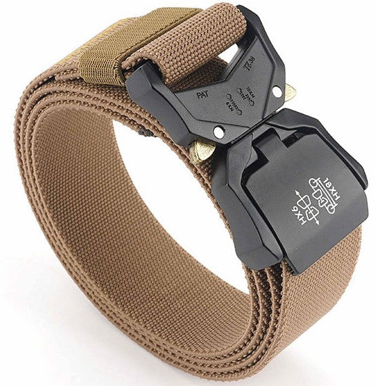 Military hikers equipped with heavy duty nylon frosted webbing with quick release tactical belt