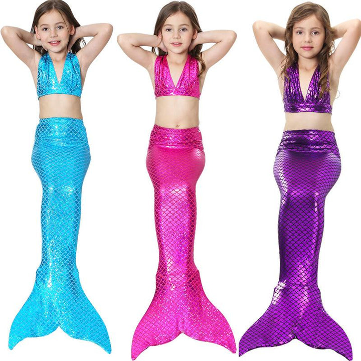 3-piece Mermaid Bottom with Tail Swimsuit Set