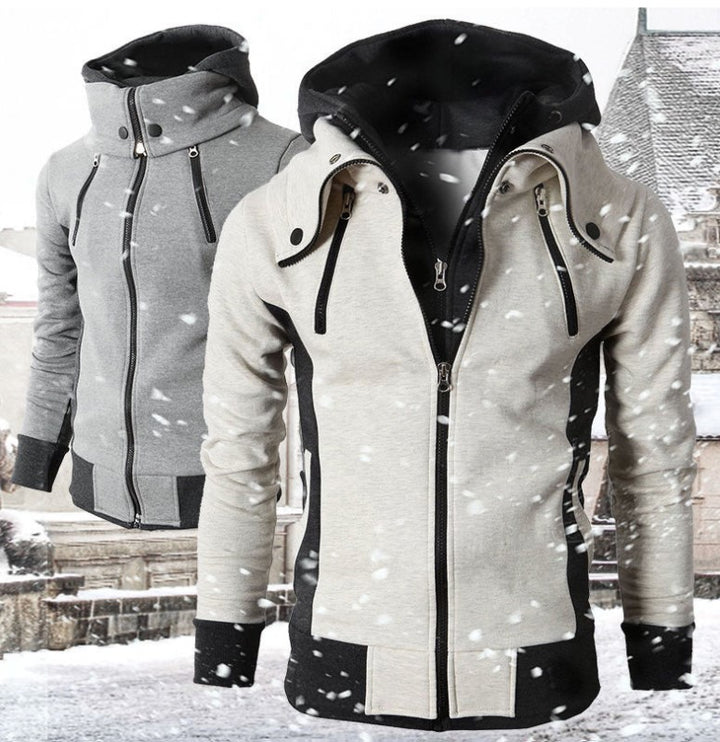 Men's winter outdoor windproof hooded thick casual jacket sweater