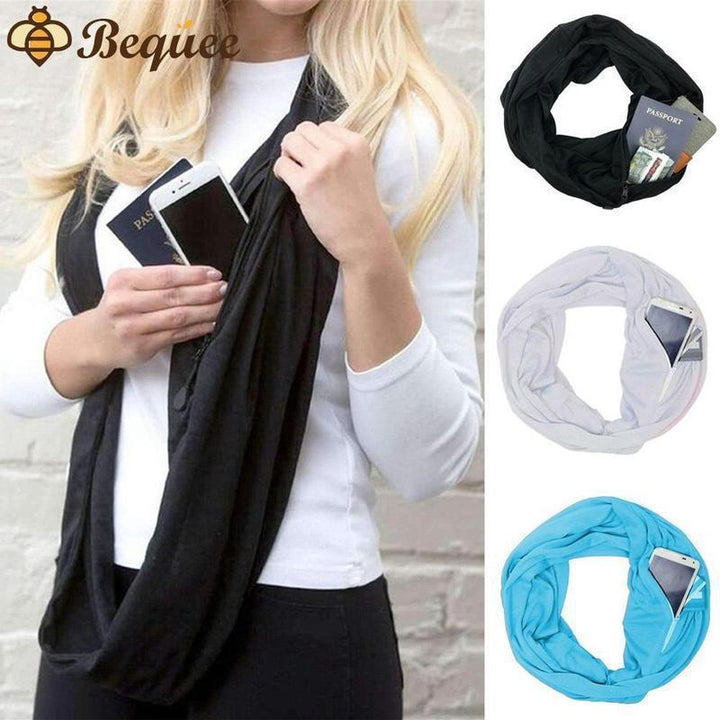 Bequee Winter Infinite Scarf With Zipped Pocket - MekMart