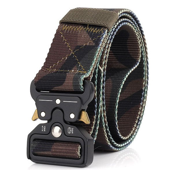 Military hikers equipped with heavy duty nylon frosted webbing with quick release tactical belt