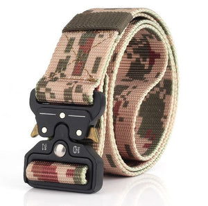 Military hikers equipped with heavy duty nylon frosted webbing with quick release tactical belt