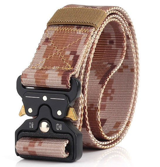 Military hikers equipped with heavy duty nylon frosted webbing with quick release tactical belt