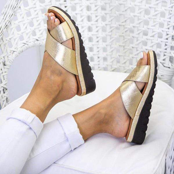 Summer Comfy Plain Peep Toe Casual Slippers