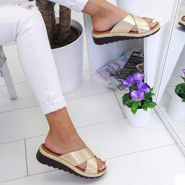 Summer Comfy Plain Peep Toe Casual Slippers