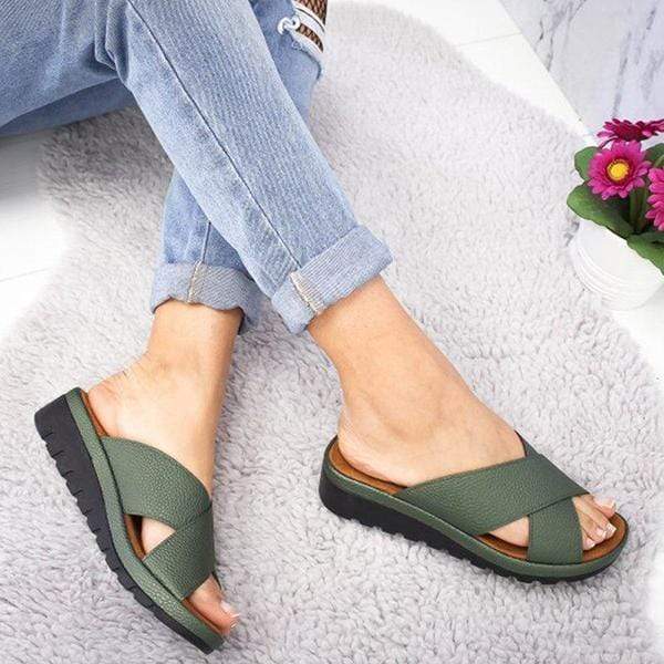 Summer Comfy Plain Peep Toe Casual Slippers