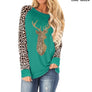 Christmas Fawn Sequins leopard Plus Size O-Neck Long Sleeve T shirts for women 2020 New S-5XL Woman Clothes