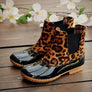 Women Waterproof Round-toe Leather Ankle Boots