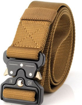 Military hikers equipped with heavy duty nylon frosted webbing with quick release tactical belt