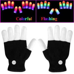 LED Gloves Finger Lights 3 Colors 6 Modes Flashing Rave Gloves - MekMart