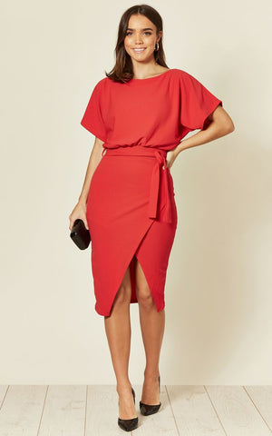 Wrap Front Batwing Dress