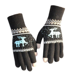 Elk Snowflake Printed Knitted Touchscreen Glove - MekMart