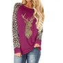 Christmas Fawn Sequins leopard Plus Size O-Neck Long Sleeve T shirts for women 2020 New S-5XL Woman Clothes