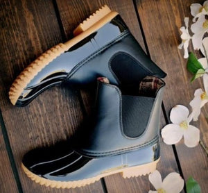 Women Waterproof Round-toe Leather Ankle Boots