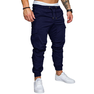 2020 casual fashion men's solid color tether elastic sports baggy pants