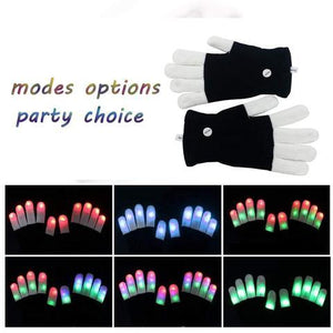 LED Gloves Finger Lights 3 Colors 6 Modes Flashing Rave Gloves - MekMart