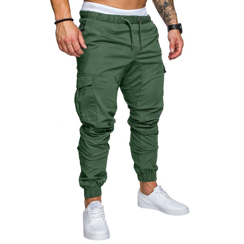 2020 casual fashion men's solid color tether elastic sports baggy pants