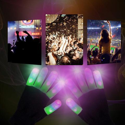 LED Gloves Finger Lights 3 Colors 6 Modes Flashing Rave Gloves - MekMart