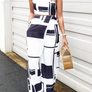 Colorblock One Shoulder Cropped Wide Pants Set