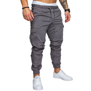 2020 casual fashion men's solid color tether elastic sports baggy pants