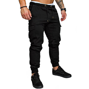 2020 casual fashion men's solid color tether elastic sports baggy pants