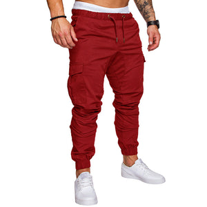 2020 casual fashion men's solid color tether elastic sports baggy pants