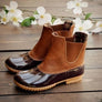Women Waterproof Round-toe Leather Ankle Boots