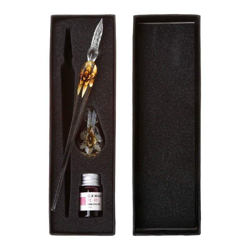 Glass Calligraphy Pen Set with Ink and Pen Rest - MekMart