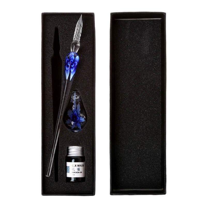 Glass Calligraphy Pen Set with Ink and Pen Rest - MekMart