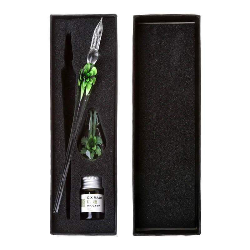 Glass Calligraphy Pen Set with Ink and Pen Rest - MekMart