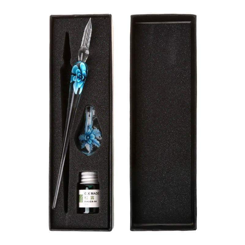 Glass Calligraphy Pen Set with Ink and Pen Rest - MekMart