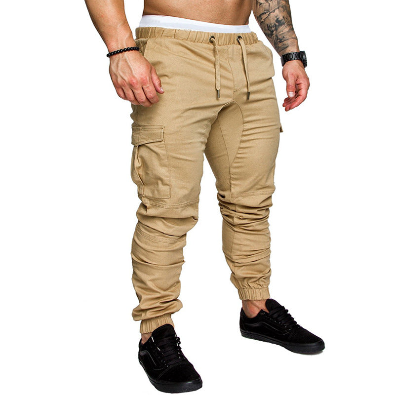 2020 casual fashion men's solid color tether elastic sports baggy pants