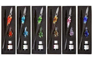 Glass Calligraphy Pen Set with Ink and Pen Rest - MekMart