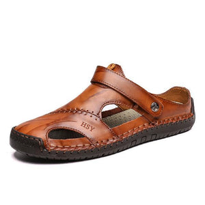 Men's Leather Roman Sandals Slippers