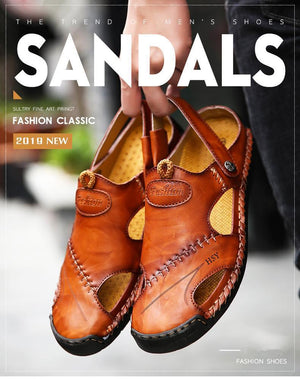 Men's Leather Roman Sandals Slippers